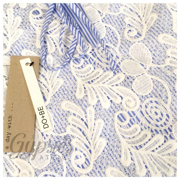 Little Cottage Blue Gingham Lace Top - Picture 4 of 8